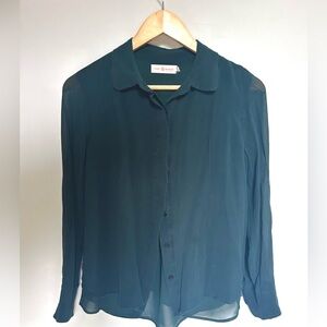 Tory Burch silk green blouse button down shirt top